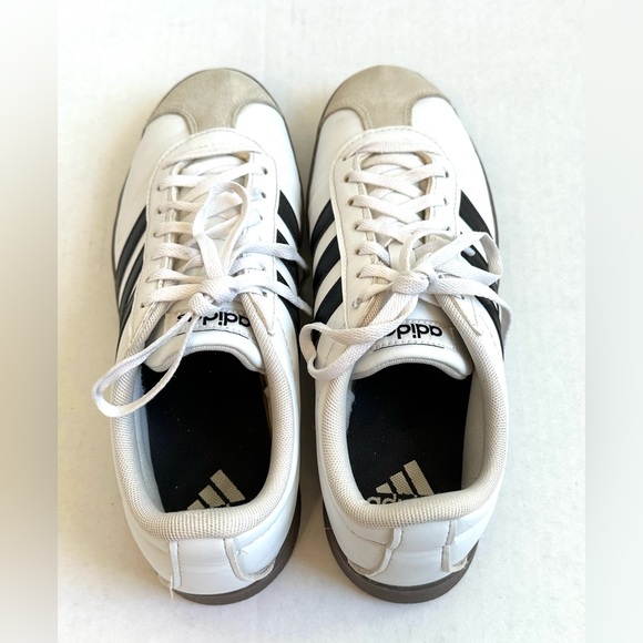 adidas VL Court Base Classic White/Black Sneakers with Suede Toe Sz 7.5 - Picture 4 of 8